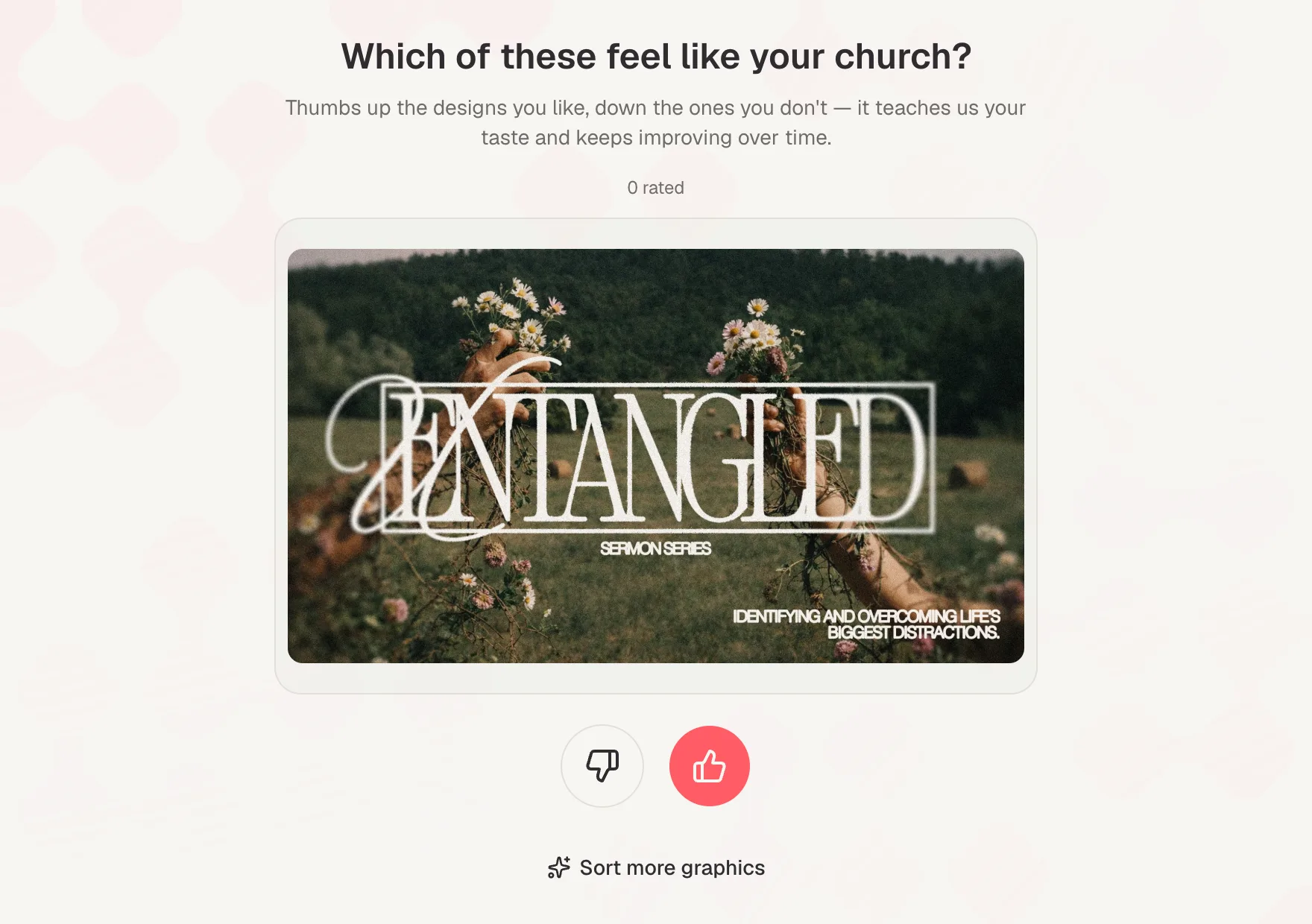 ChurchCreate's style quiz asking which designs feel like your church
